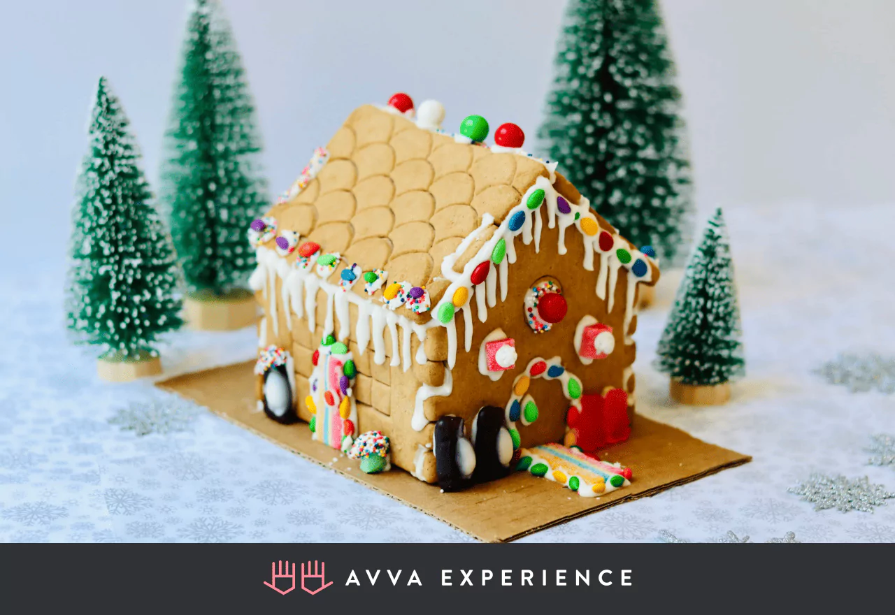 gingerbread house making is one of the virtual team building activities