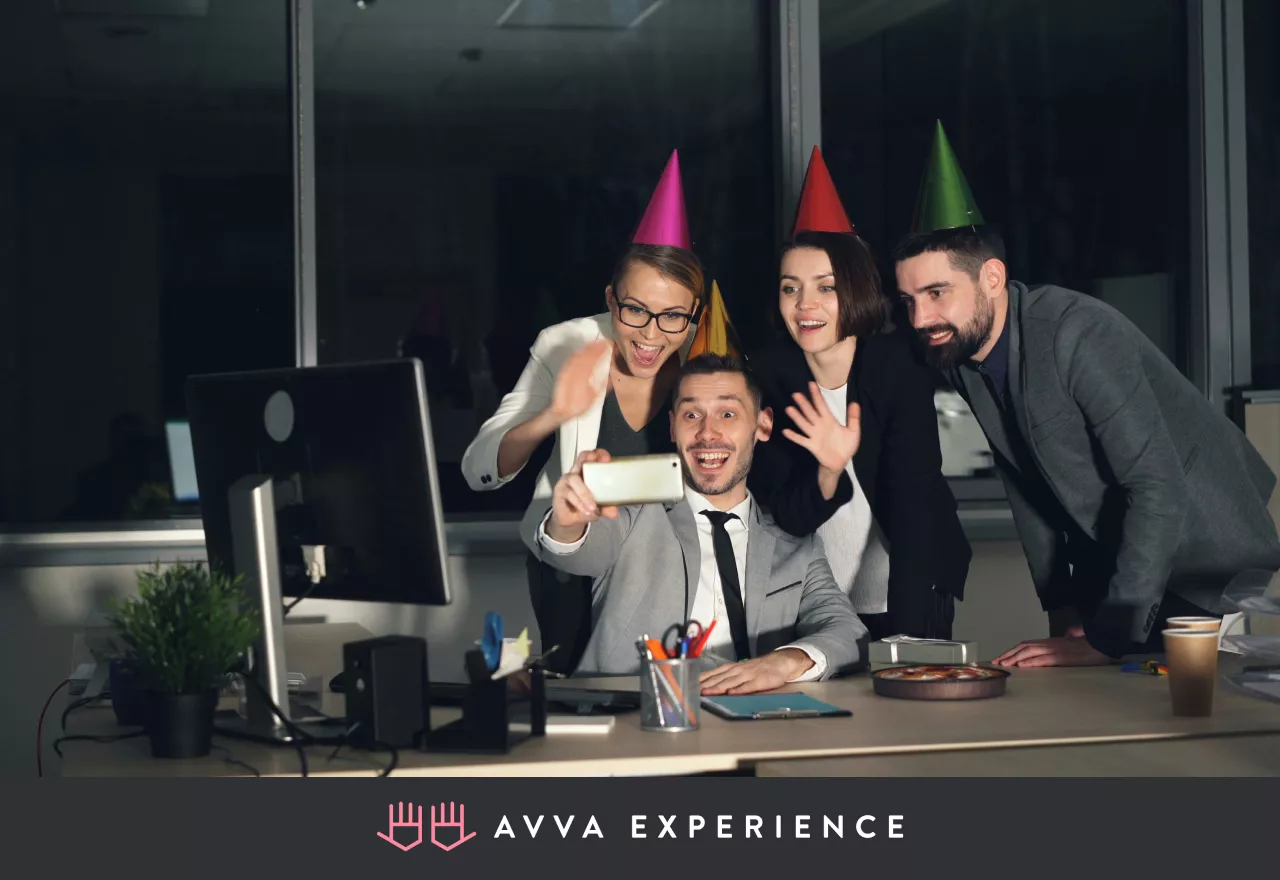 Team is enjoying a lively virtual employee appreciation experience