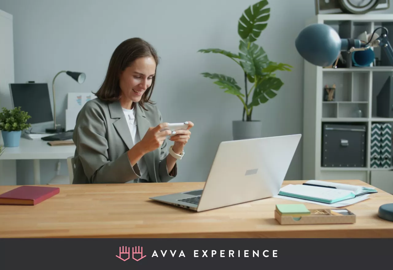 Woman enjoying an interactive digital show