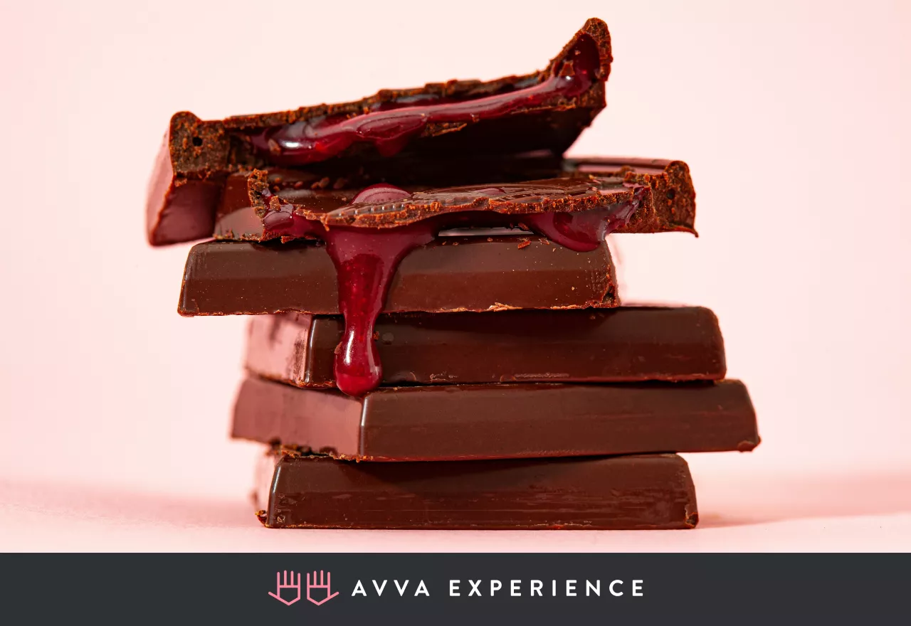 Chocolate pieces displayed for a virtual chocolate tasting event
