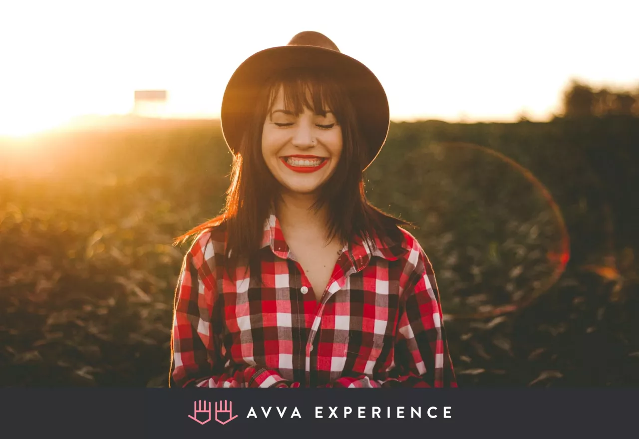 Woman enjoying a cheerful moment with a bright smile