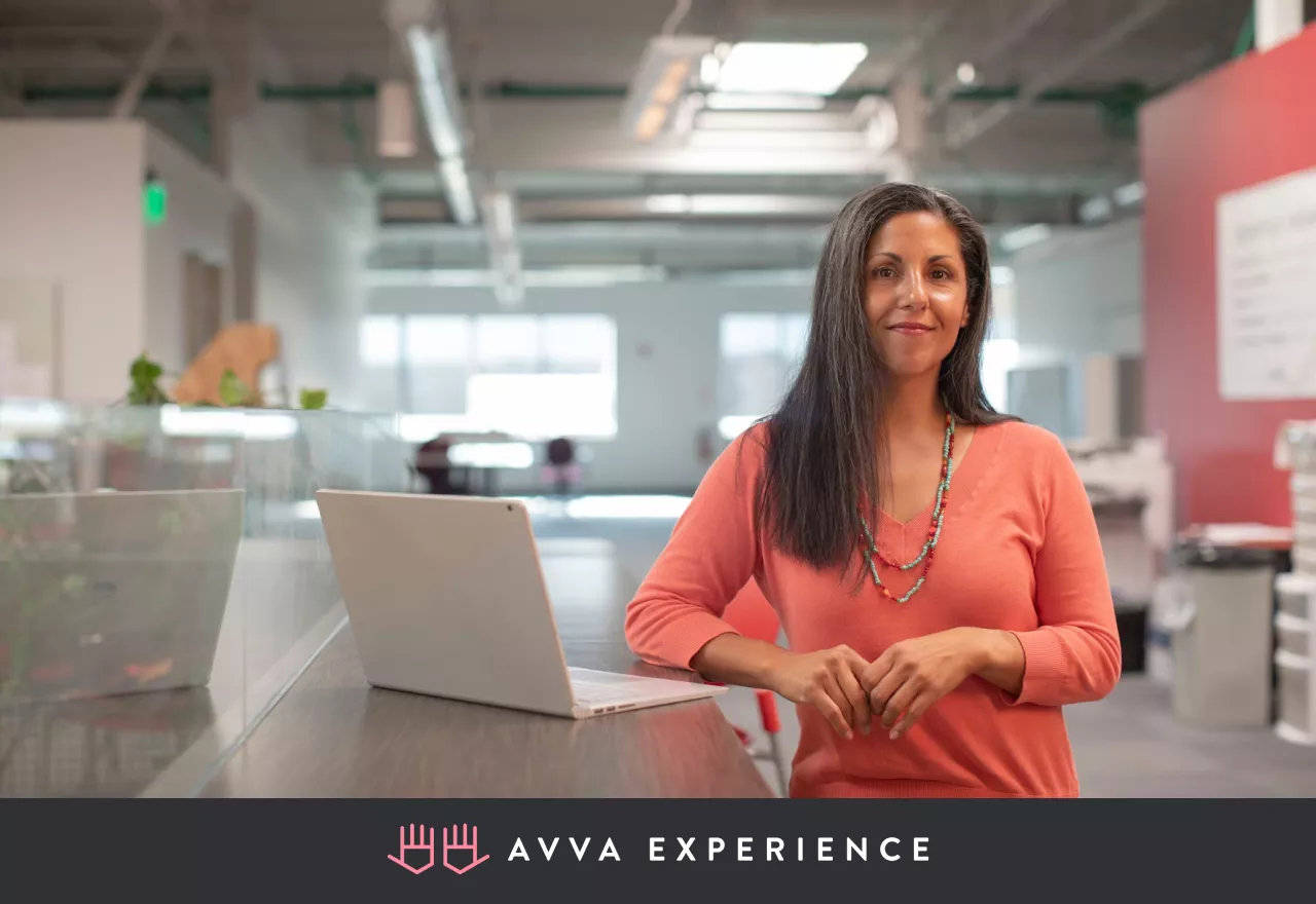 woman with a laptop in the office