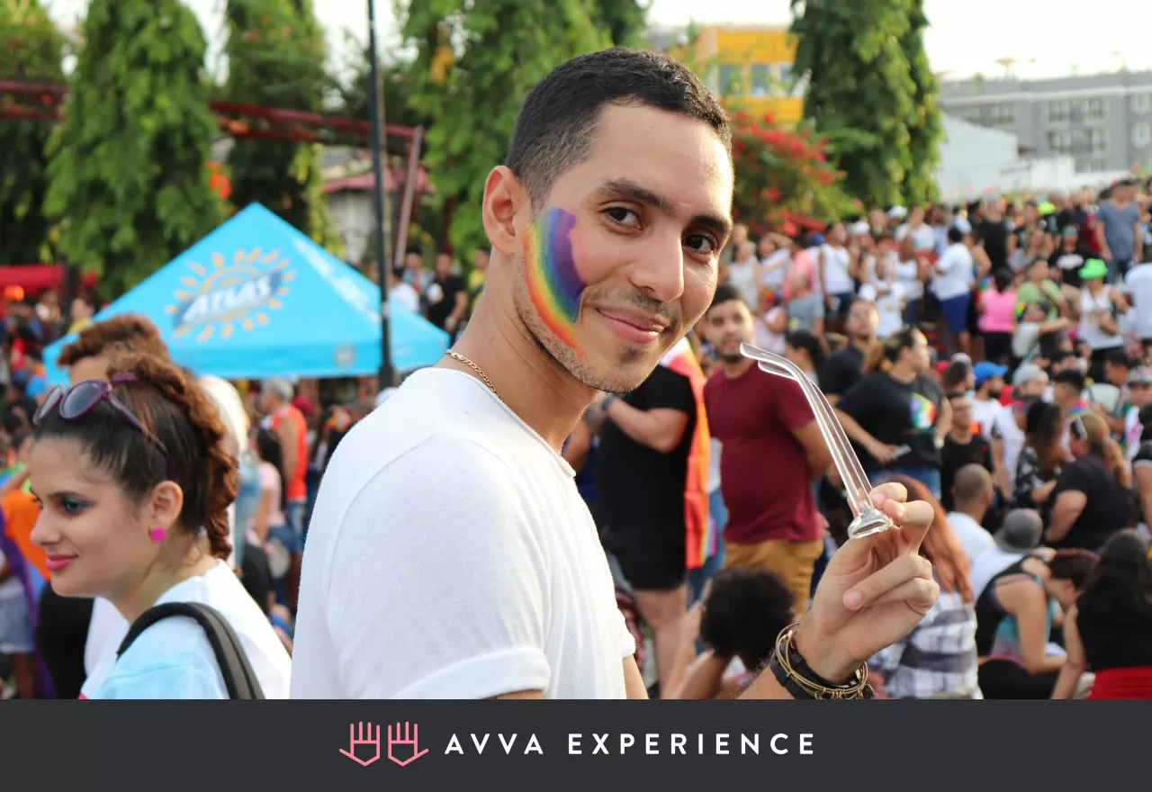 Man at rainbow pride event