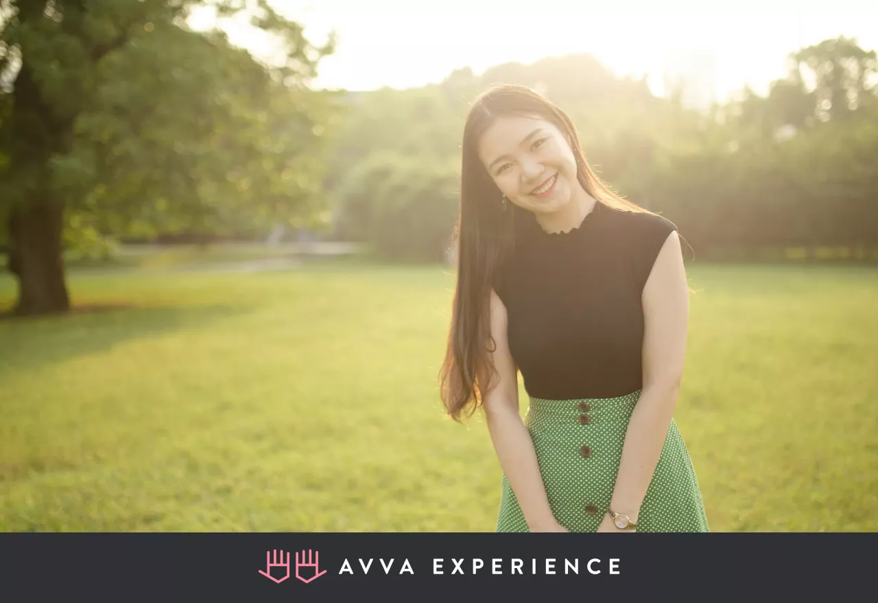 Woman smiling outside
