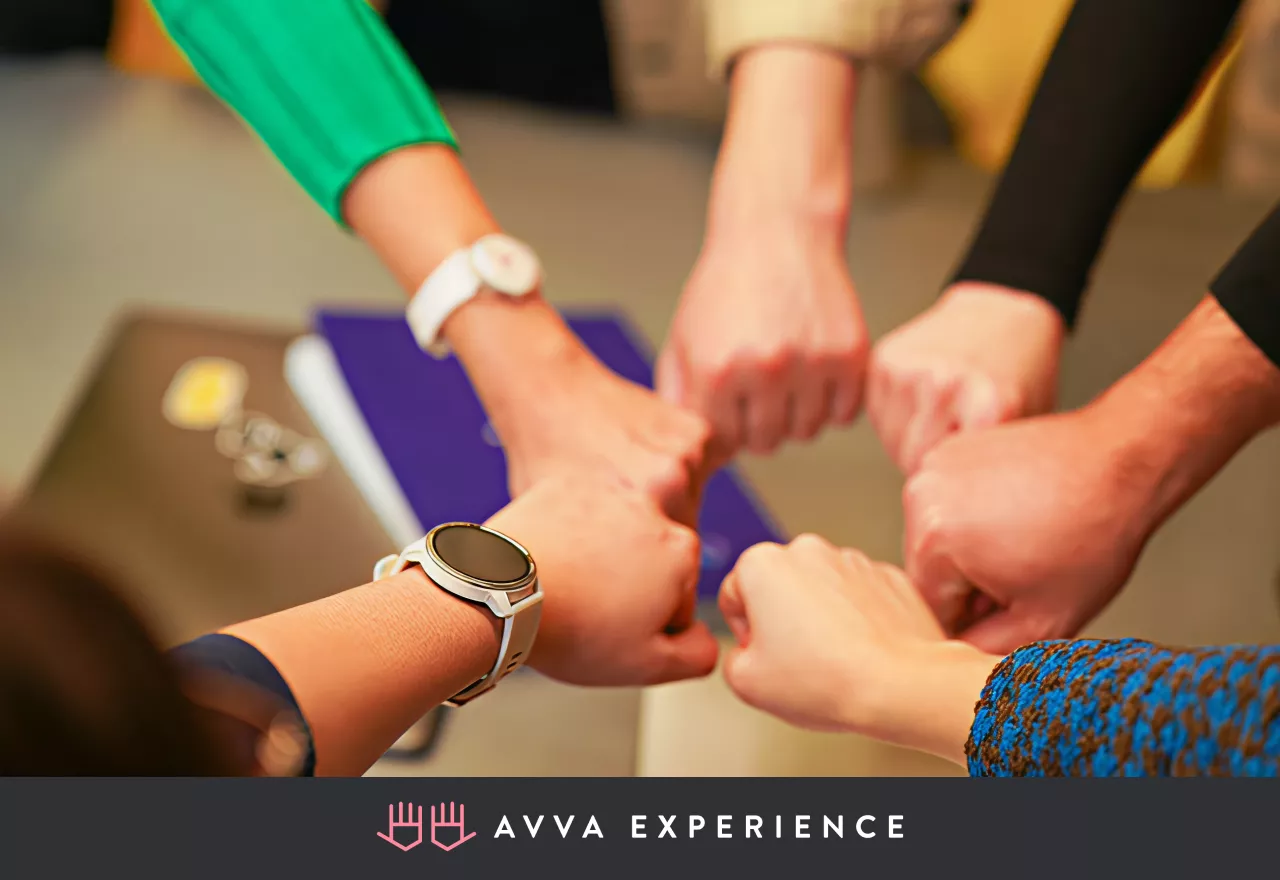 employees connected in a team building activity