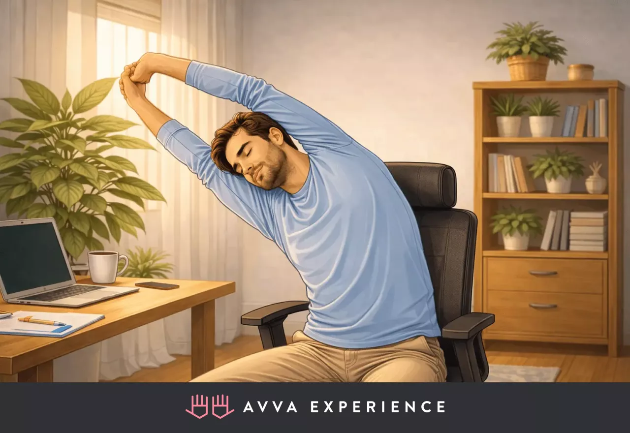 Desk Stretching in action